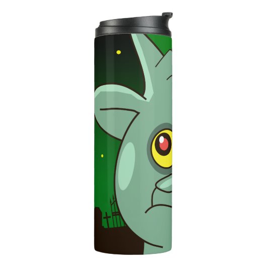 Gekke zombie op het kerkhof thermosbeker (Gedraaid links)