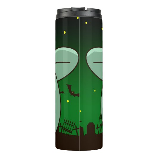Gekke zombie op het kerkhof thermosbeker (Achterkant)