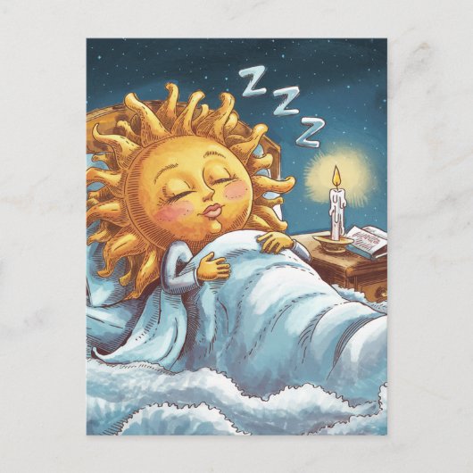 Gekke zonneschijn in bed briefkaart (Voorkant)