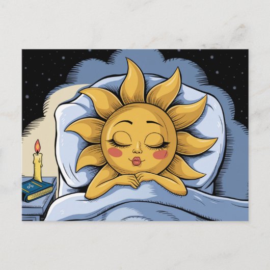 Gekke zonneschijn in bed briefkaart (Voorkant)
