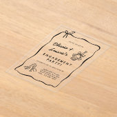 Gekke Zwart Handgetekende Verloving Feest Acryl Uitnodigingen (Laagn)