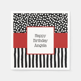 Gekke zwart-wit patronen met rood servet