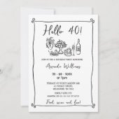 Gekke zwarte hand getekend 40ste verjaardag kaart (Voorkant)