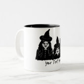 gekke zwarte heksen schrikbeeld halloween tweekleurige koffiemok (Voorkant links)