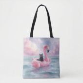 Gekke zwarte kat in Flamingo Float Tas (Voorkant)