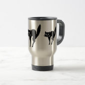 gekke zwarte kat met gekerfd achterhalloween reisbeker (Voorkant rechts)