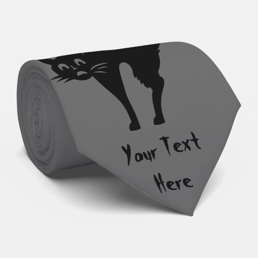 gekke zwarte kat met gekerfd achterhalloween stropdas (Opgerold)