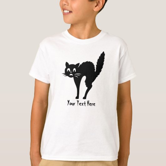 gekke zwarte kat met gekerfd achterhalloween t-shirt (Voorkant)