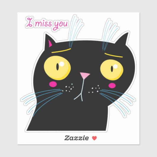 gekke zwarte kat sticker (Vel)