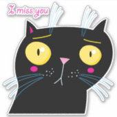 gekke zwarte kat sticker (Voorkant)