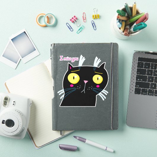 gekke zwarte kat sticker (iPad Cover)
