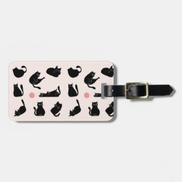 Gekke zwarte katten bagagelabel