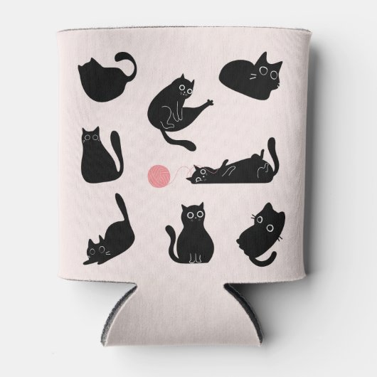 Gekke zwarte katten blikjeskoeler (Voorkant)