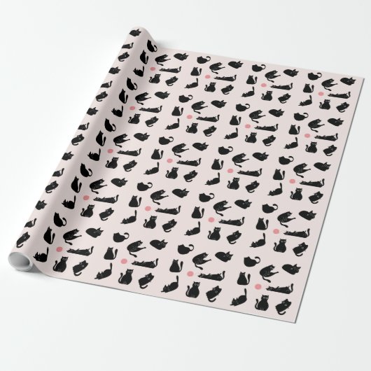 Gekke zwarte katten cadeaupapier (Uitgerold)