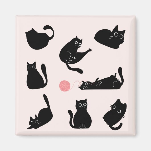 Gekke zwarte katten magneet (Voorkant)