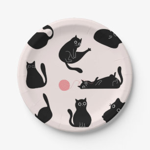 Gekke zwarte katten papieren bordje