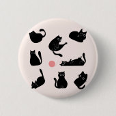 Gekke zwarte katten ronde button 5,7 cm (Voorkant)