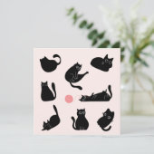 Gekke zwarte katten verjaardag kaart (Staand voorkant)