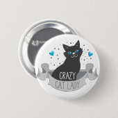 gekke zwarte kattenbanner ronde button 5,7 cm (Voorkant /achterkant)