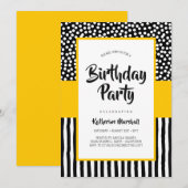 Gekke zwarte, witte en gele verjaardag kaart (Voorkant / Achterkant)