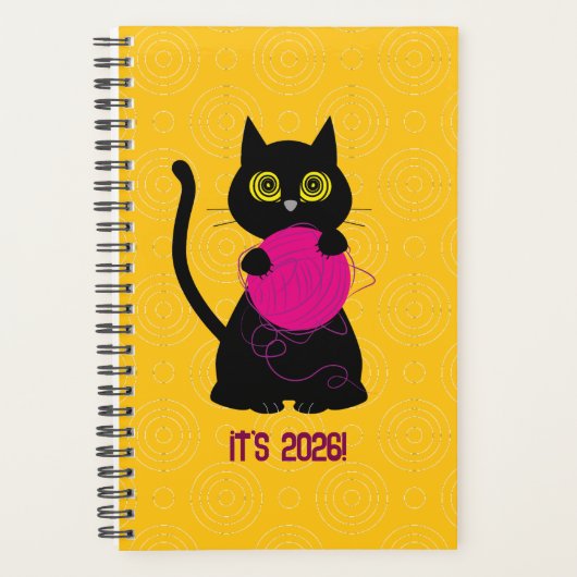 GEKKEBLOKKEN! 2026 Planner – Breien + Kat 🧶🐈⬛ (Voorkant)