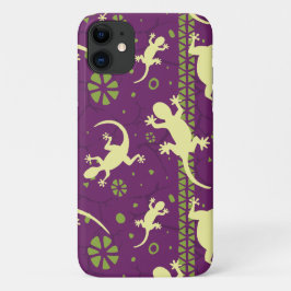 gekko hagedissen etnisch Paarse groen patroon Case-Mate iPhone Case