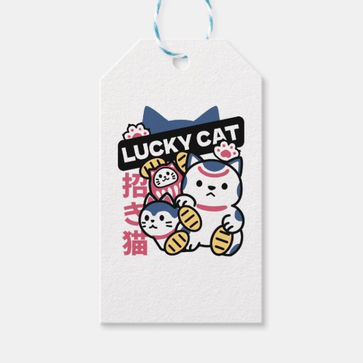 Gekko Maneki Neko – Japanse Gelukskat Cadeaulabel (Voorkant)