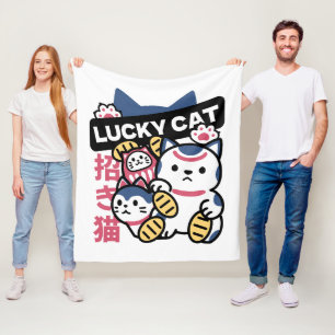 Gekko Maneki Neko – Japanse Gelukskat Fleece Deken