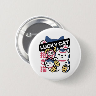 Gekko Maneki Neko – Japanse Gelukskat Ronde Button 5,7 Cm