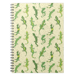 Gekko's die op rots klimmen op geel - naadloos pat notitieboek