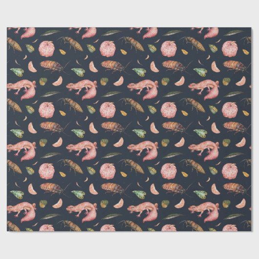 Gekko's en Roaches Wrapping Paper Pattern in blauw Cadeaupapier (Vlak)