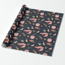 Gekko's en Roaches Wrapping Paper Pattern in blauw