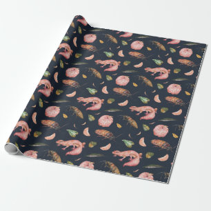 Gekko's en Roaches Wrapping Paper Pattern in blauw Cadeaupapier