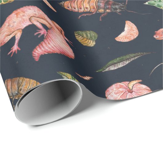 Gekko's en Roaches Wrapping Paper Pattern in blauw Cadeaupapier (Rol Hoek)