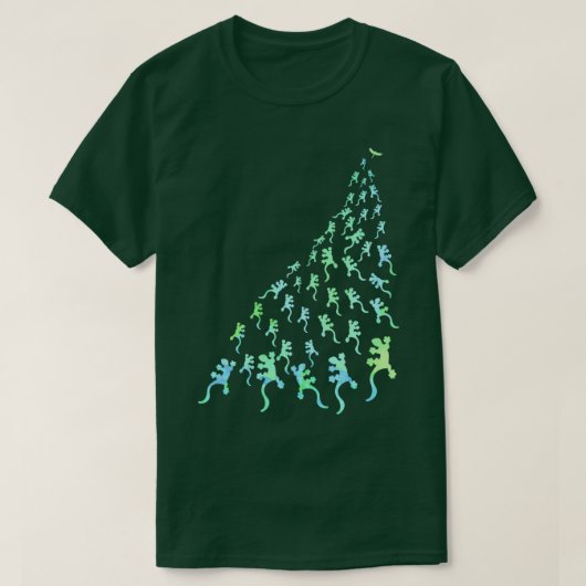 Gekkos gecko groene blauwe waterverf t-shirt (Design voorkant)