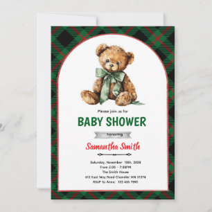 Geklede beer baby shower uitnodiging