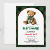 Geklede beer baby shower uitnodiging (Voorkant / Achterkant)