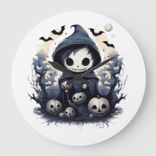 Geklede Chibi Reaper Halloween - Whimsisch Donkere Grote Klok