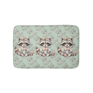  geklede Cottagecore Raccoon Pastel Badmat