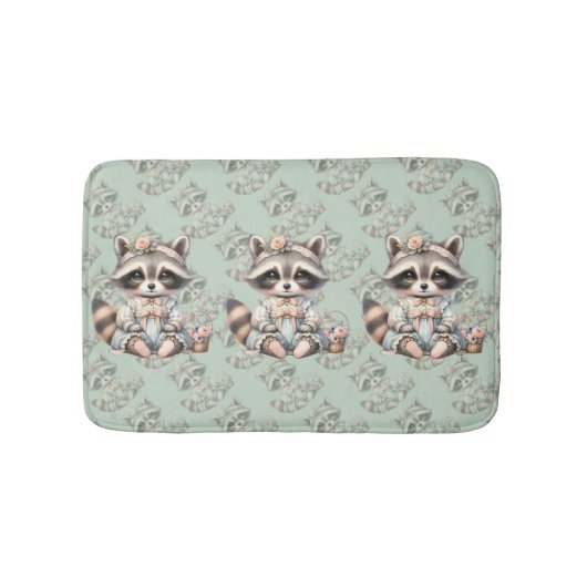 geklede Cottagecore Raccoon Pastel Badmat (Voorkant)