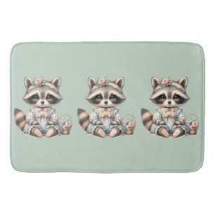  geklede Cottagecore Raccoon Pastel Badmat