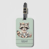 geklede Cottagecore Raccoon Pastel Bagagelabel (Voorkant (verticaal))