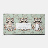 geklede Cottagecore Raccoon Pastel Bureaumat (Keyboard & Muis)