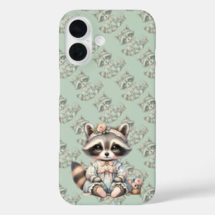  geklede Cottagecore Raccoon Pastel iPhone 16 Hoesje
