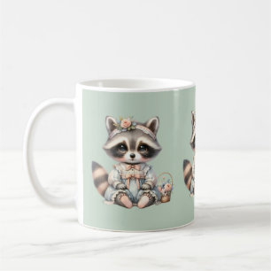  geklede Cottagecore Raccoon Pastel Koffiemok