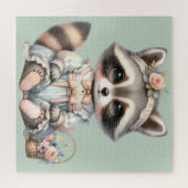  geklede Cottagecore Raccoon Pastel Legpuzzel (Horizontaal)