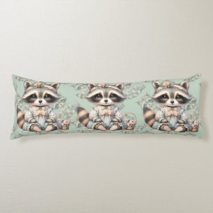  geklede Cottagecore Raccoon Pastel Lichaamskussen