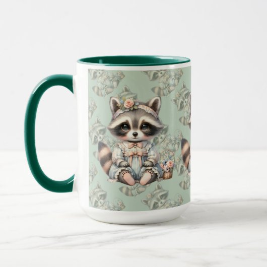  geklede Cottagecore Raccoon Pastel Mok (Links)