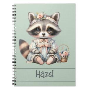  geklede Cottagecore Raccoon Pastel Notitieboek