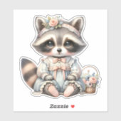 geklede Cottagecore Raccoon Pastel Sticker (Vel)